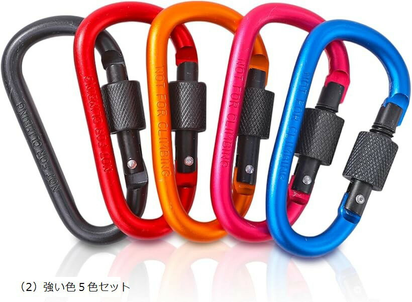 カラビナ D型 フック アウトドア キャンプ カラナビ ロック キー スクリュー ハイキン 釣り バーベキュ..