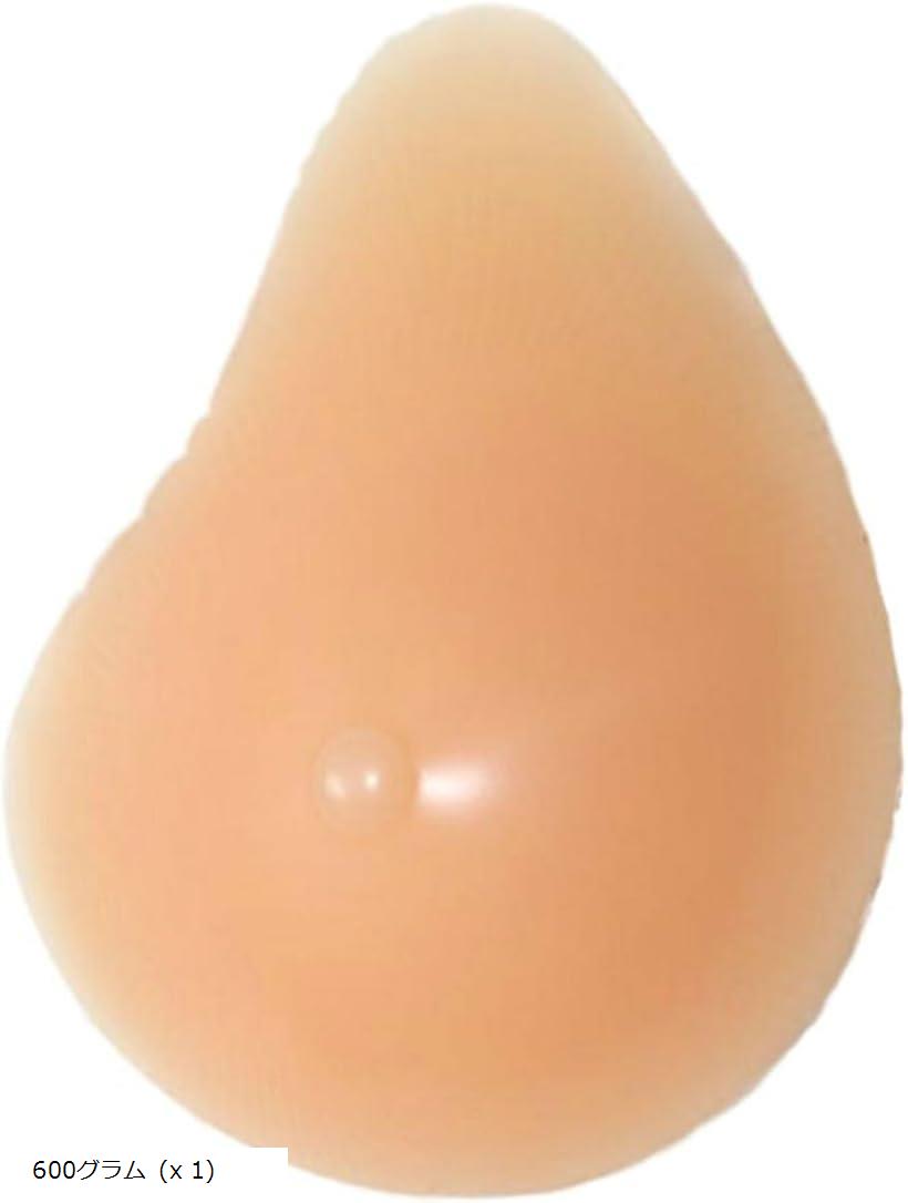 シリコン 粘着 貼付式 人工乳房 術後 バスト補正 女装 左胸 (ベージュ, 600グラム (x 1))