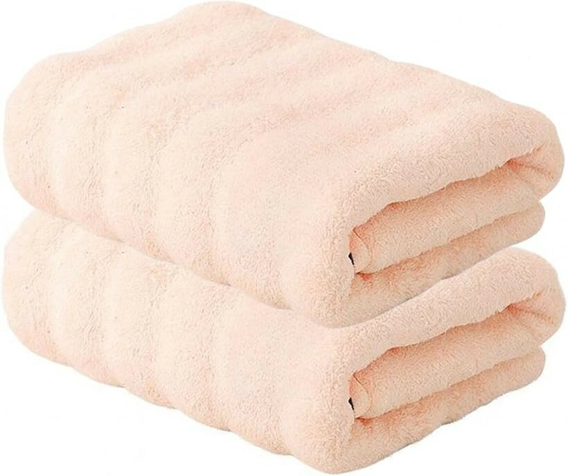 Eiza ヘアドライタオル 2枚 速乾 女性用 ヘアタオル ターバンタオル キャップ 髪 ケア e393 (ピンク, ミディアム)