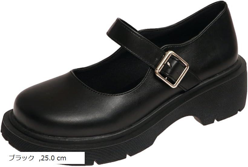 ジョセファロレーヌ メリージェーン パンプス 厚底ローファー シューズ レディース ブラック 25.0 cm (ブラック, 25.0 cm)