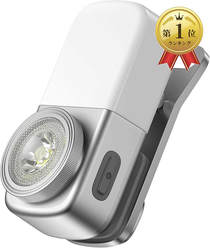 【楽天ランキング1位入賞】LED 懐中電灯 ミニ クリップオンライト 小型 Type-C充電式 ウェアラブルライト 白光＆赤光 キャップライト 磁気 夜釣り 点検 犬 散歩 キャンプ サイクリング ハイキング アウトドア 登山 (シルバー)