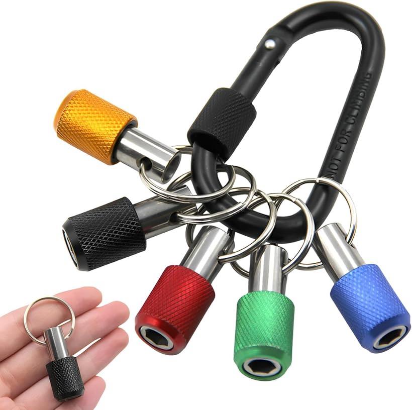 ビットホルダー ソケットホルダー 工具ホルダー カラビナ付き 六角工具 5ピースセット (マルチカラー)