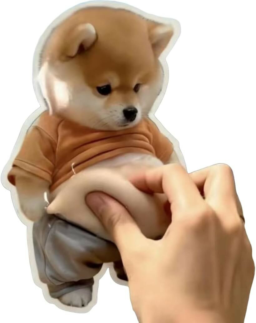 デブ 犬 マスコット スクイーズ 3D ぷにぷに シール 腹出し マヌケ ぬいぐるみ スマホ アクセサリ ステッカー (ぷくぷくシール3枚, 小さい)