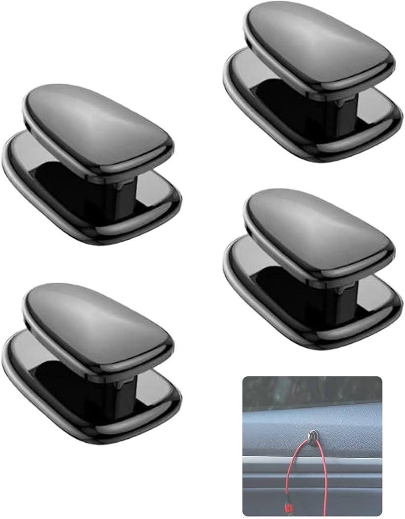 車 フック ヘッドレストフック 車載 荷物かけ 粘着式 簡単取付 多機能 ブラック 4個セット (ブラック)