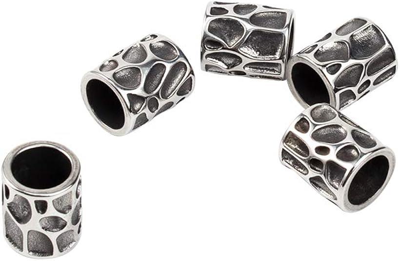 約10個/セット 13mmx11mm 304ステンレス大穴コラムビーズ スペーサービーズ カラム アンティークシルバー 金属ビーズ DIY用品 手芸用品 (アンティークシルバー#2, 13mmx11mm＆約10個/セット)