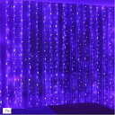 クリスマス カーテン レース イルミネーション LED ライト 発色タイプ USB式 電飾 飾り(ブルー)