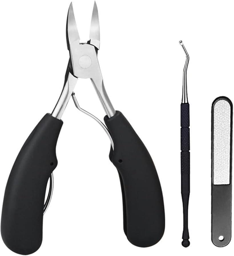爪切り ニッパー ゾンデ やすり 3点セット 爪きり 変形爪 陥入爪 割れ爪 巻き爪 硬い爪 厚い爪 足 足の爪 などに つめきり 高齢者 (ブラック)