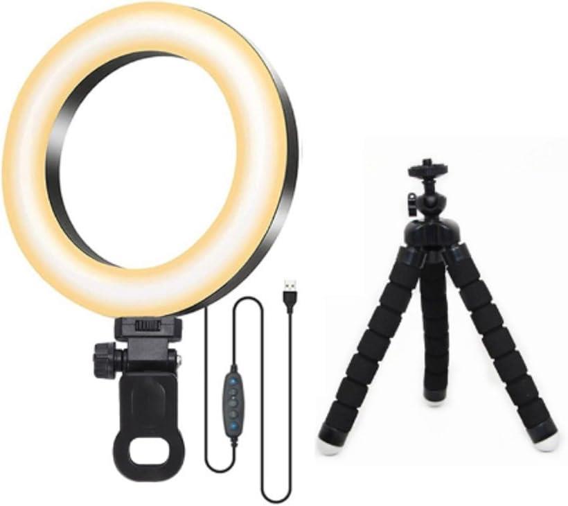 リングライト 6インチ 三脚 クリップ式 高輝度 配信用 スマホ 5色モード USB給電