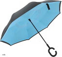 逆さ 逆折り式 逆開き 傘 閉じると自立可能 108cm 8本骨 晴雨兼用 UVカット 遮光遮熱(水色)