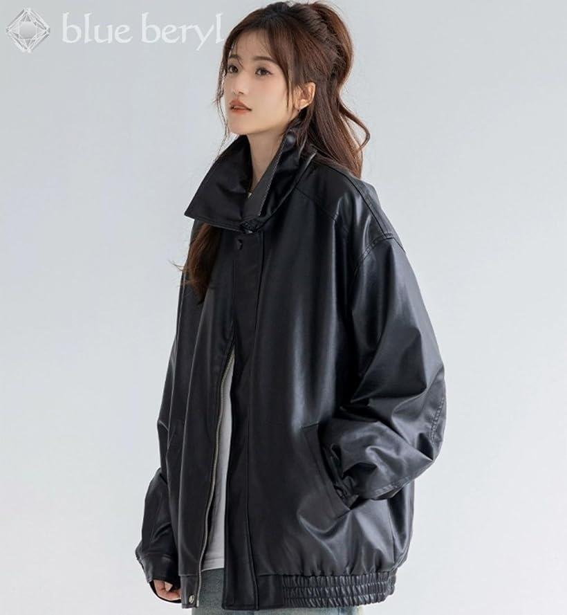 �֥롼�٥�� �ե������쥶�����㥱�å� �֥륾�� ��ǥ����� PU�쥶�� ��ä��� ���åץ��å� �ɴ� ΢���� (�֥�å�, L)