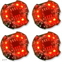 電飾 LED 回転 点滅 小型 4個セット ボタン電池 CR1632対応 磁気スイッチ ワイヤレス ライト 模型 ジオラマ フィギュア プラモデル 極小 磁石(レッド)