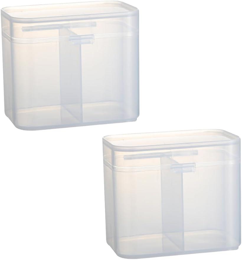 綿棒入れ コットンケース 収納 蓋付き 綿棒ケース プラスチック 小物入れ クリア 2個セット (クリア)