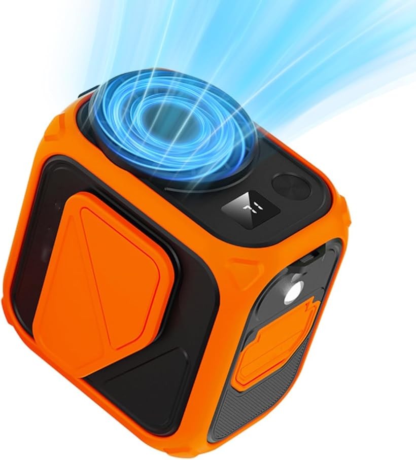 腰掛け扇風機 強力 ベルトファン革新設計超強風5段階風量 USB充電式 携帯扇風機 多機能 首掛け 卓上 手持ち 小型 軽量 省エネ (オレンジ)