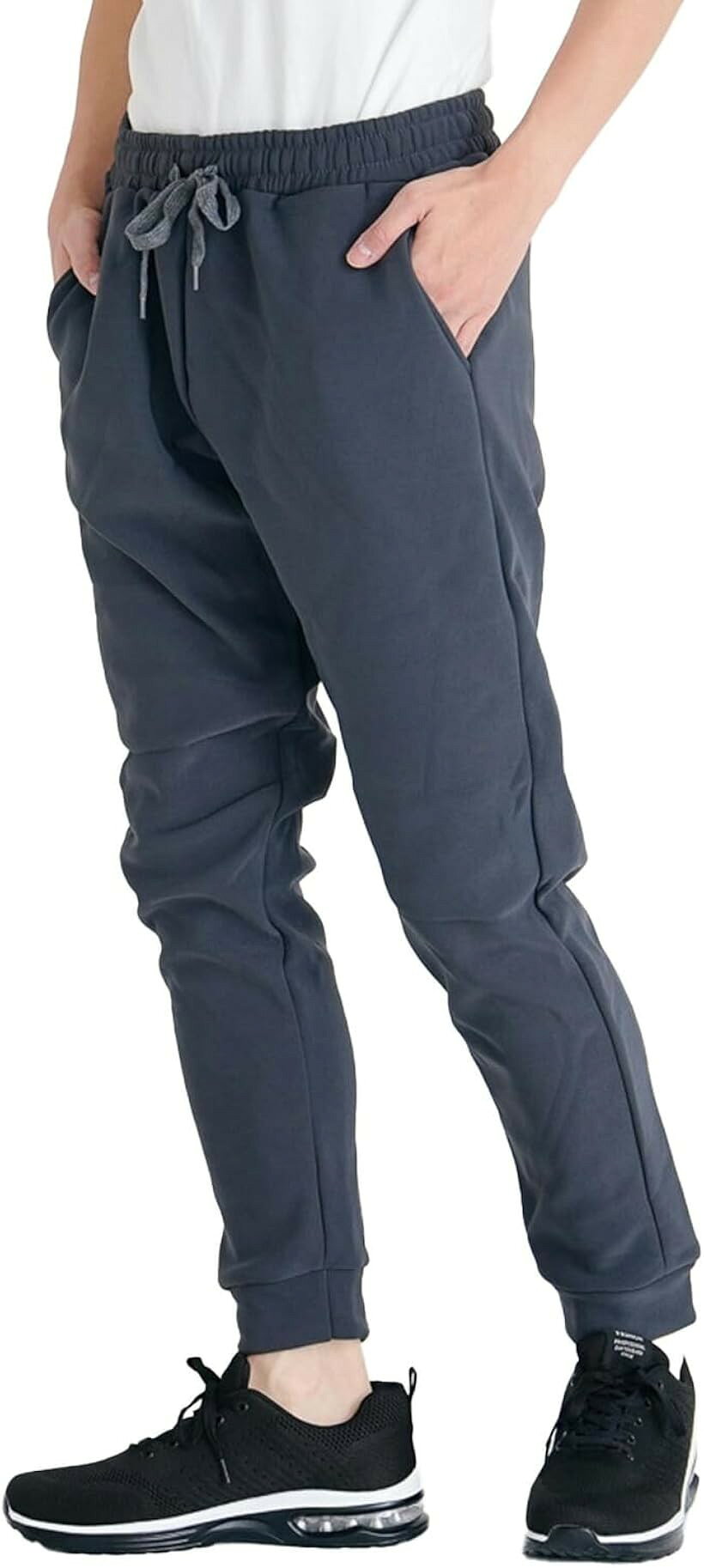 Jersey Pants - 裏起毛 ジョガーパンツ メンズ ロングパンツ ルームウェア 長ズボン スウェット 裏シャギー ジャージ ボトムス 秋 冬 暖かい 着心地 (チャコール, 3L)