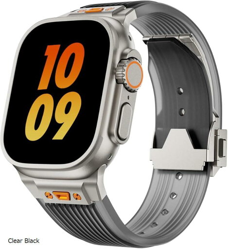 Apple watch バンド Ultra 3 2 1 対応 49mm Series 10 8 7 6 5 46mm 45mm 44mm おしゃれ アップルウォッチ シリコン ステンレス ウルトラバンド スポーツ(Clear Black) Apple watch バンド Ultra 3 2 1 対応 49mm Series 10 8 7 6 5 46mm 45mm 44mm おしゃれ アップルウォッチ シリコン ステンレス ウルトラバンド スポーツ(Clear Black)