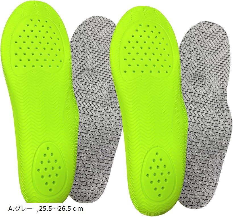 すまいるSHOP インソール 疲れない 衝撃吸収 立ち仕事 スニーカー 土踏まず 2足セット(A.グレー, 25.5～26.5cm)