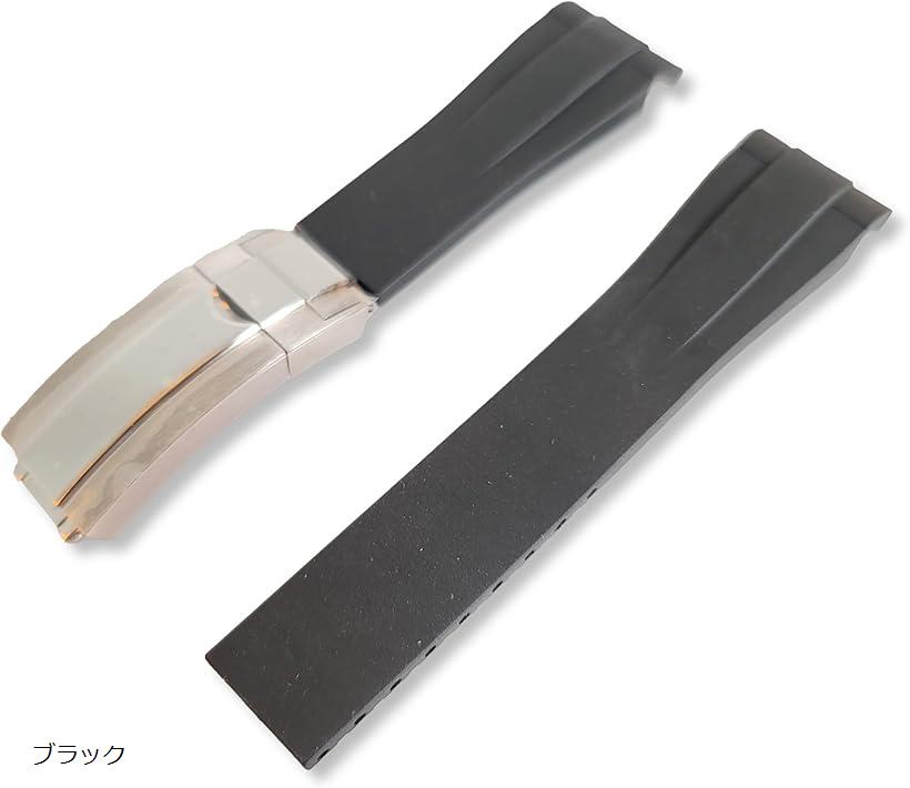 互換品 互換品 ラバーベルト 20mm バックル付き 腕時計用 替え バンド ラグ 簡単調節 ロレックス適合 オメガ適合 ベルト幅20mmの時計に適合(ブラック)