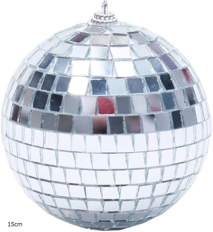 ミラーボール ミニ 家庭用 ぶら下げ クリスマスツリー アクセサリー パーティー 装飾(シルバー, 15cm)