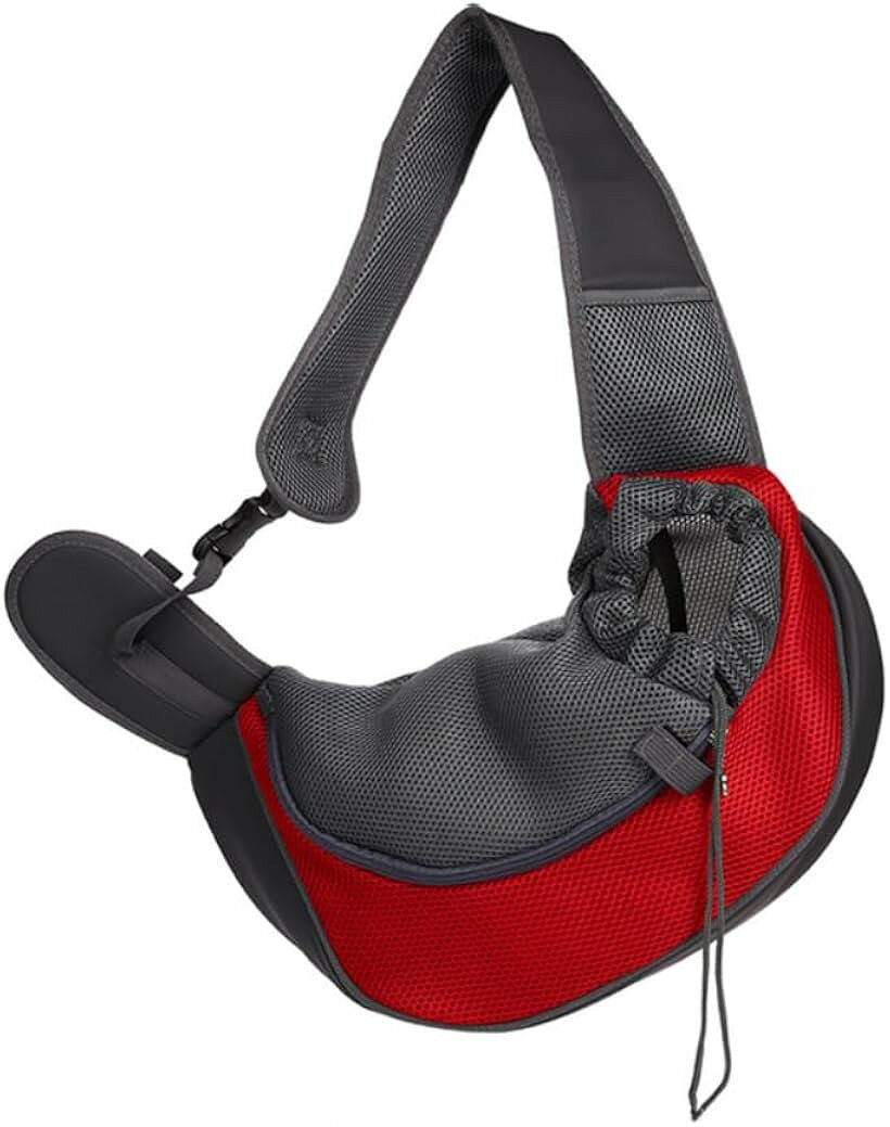 ペットスリング 犬 猫 抱っこ紐 小型犬 ペットキャリー バッグ スリングバッグ (レッド, S)
