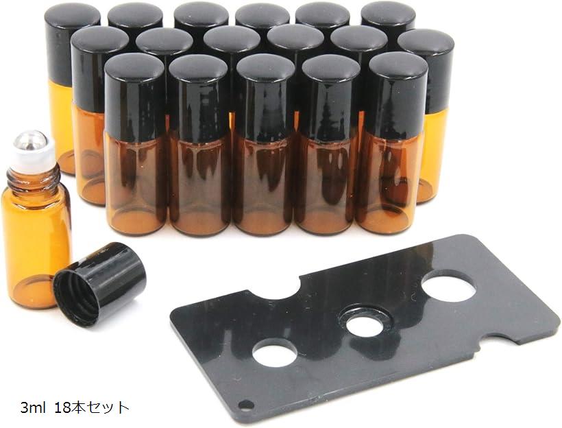 互換品 アロマ ロールオンボトル ガラス 遮光瓶 オイル 香水 精油 詰替 保存 容器 ビン 香水瓶 (3ml 18本セット, 18個 (x 1))