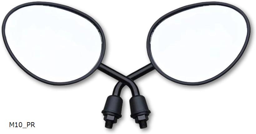 互換品 バイク スクーター ミラー 楕円形 広視野 ブラック 汎用品 簡単取付 コンパクト (M10 正逆)