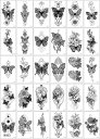 タトゥーシール ボディーシール 30枚セット 防水 TATTOO 入れ墨シール(黒蝶3, 5.8x9.6cm)