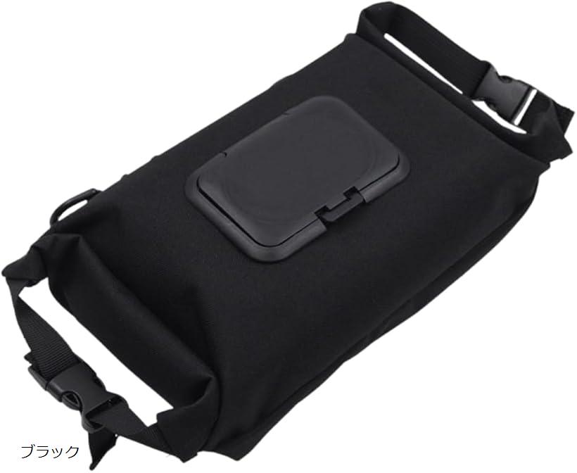 アウトドア ティッシュケース カバー ウェットティッシュ 車 吊り下げ キャンプ (ブラック, 25x19cm)