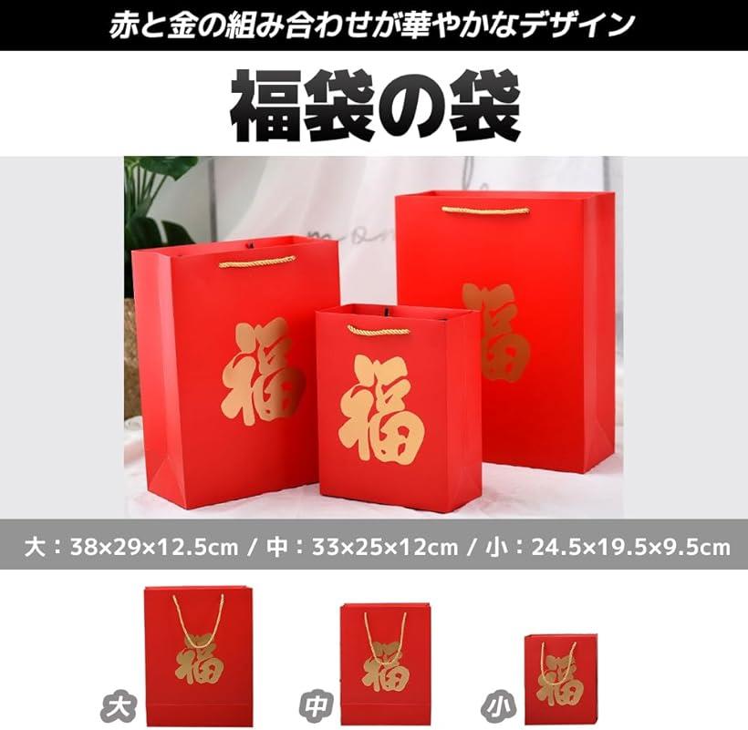 福袋の袋 紙袋 手提げ 赤い袋 12枚 (大)