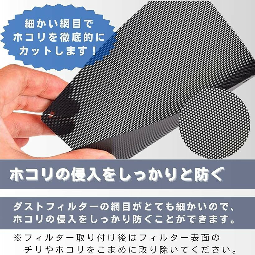 【楽天ランキング1位入賞】パソコン用ダストフィルター PCケース メッシュフィルター 2点セット 黒色マスキングテープ付き - Image 3
