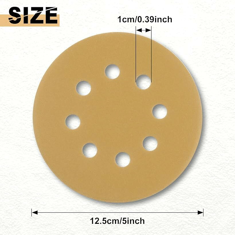 サンディングペーパー 125mm サンドペーパー 粒度 8穴あき マジック式 紙やすり 研...