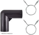 L字型接続ゴムホース 金具付 接続アダプター エアーポンプ 浄化槽 水槽 ジョイント 継手(ブラック, 内径19mm 外径23mm)