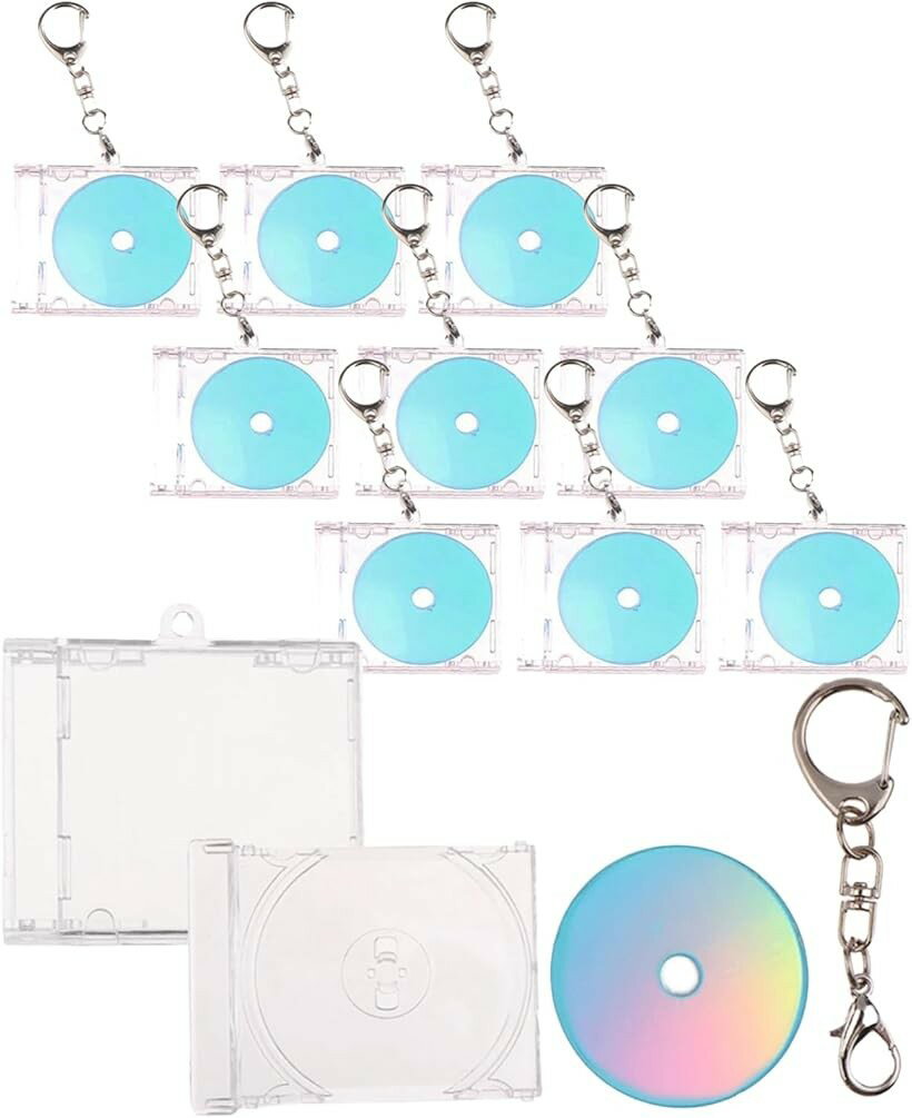 ミニCDキーホルダー CDケース 自作キット 手作り アクリル 推し活グッズ ストラップ (10個セット)
