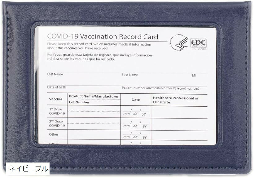 障害者手帳ケース パスカバー 薄型 折りたたみ式 PUレザー カード収納 5ポケット付き (ネイビーブルー)...