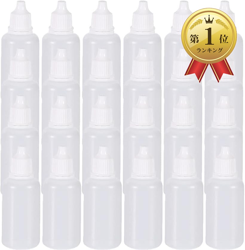 ドロッパーボトル 詰め替え 液体 小分け スポイト 点眼 容器 プラスチック 漏斗付き (クリア, 20ml 50個)