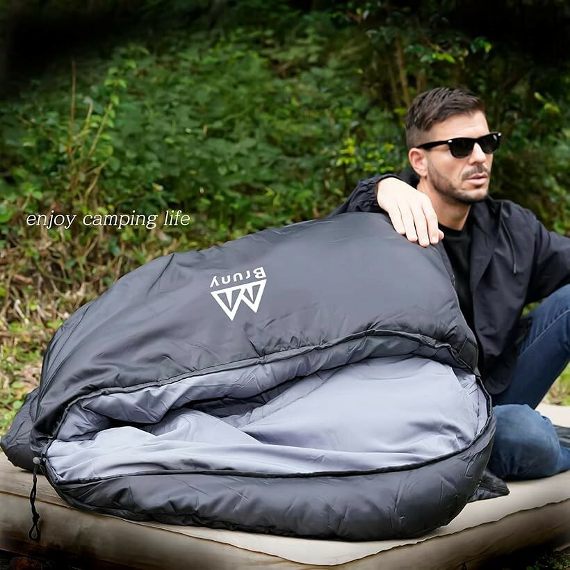ブルーニー 寝袋 冬用 人工 ダウン シュラフ 210T 封筒型 最低温度 -30℃ 大きいサイズ ワイド 90 (ブラック) horiku-10213822 ホリック サンプル画像3