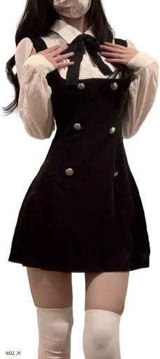 ワンピース レディース フレア スカート 制服 風 リボン 体型 カバー 美 脚 長(NO2, M) ワンピース レディース フレア スカート 制服 風 リボン 体型 カバー 美 脚 長(NO2, M)