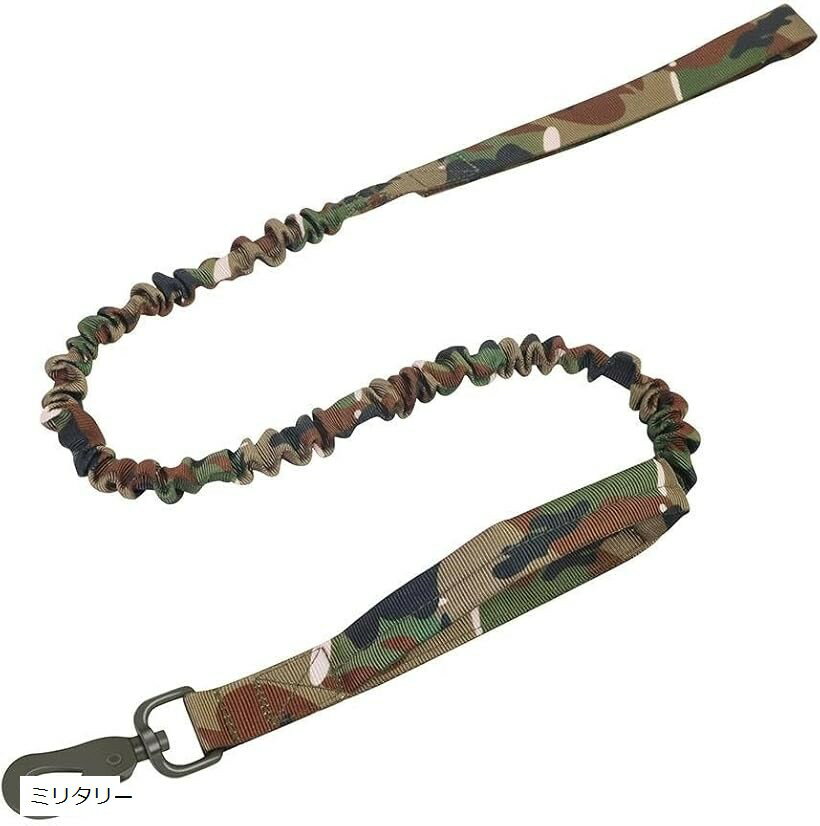 犬 リード 伸縮 ナイロン製 ショック吸収 中型犬 大型犬 しつけ 散歩 2ハンドル 最長1.5m (ミリタリー)