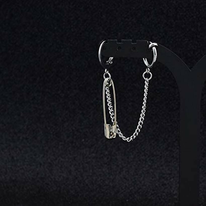 ピアス＆イヤリング 2穴 韓国ファッション メンズ レディース ロングチェーン アクセサリー 片耳用 オルチャン 安全ピンモチーフ 人気デザイン 耳たぶ 軟骨の商品画像 3