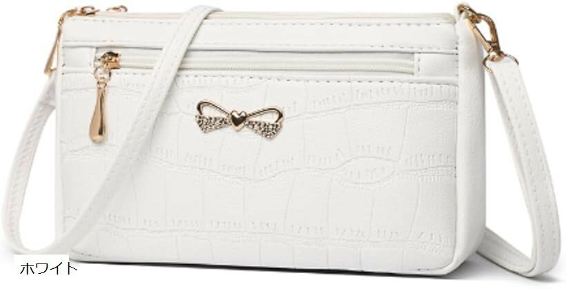 ショルダーバッグ レディース 小さめ 財布 可愛い カバン ハンドバッグ PUレザー 3way ミニショルダーバッグ (ホワイト)
