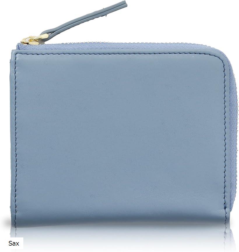 ギャラリークオリエ キメ細かさが生むフィット感 高級エチオピア高原羊革 熟練の革職人が作る スキミング防止 財布 レディース 2つ折り L字ファスナー コンパクト 日本 ブランド シープ ナッパ 本革 サックス 05102763 (Sax)