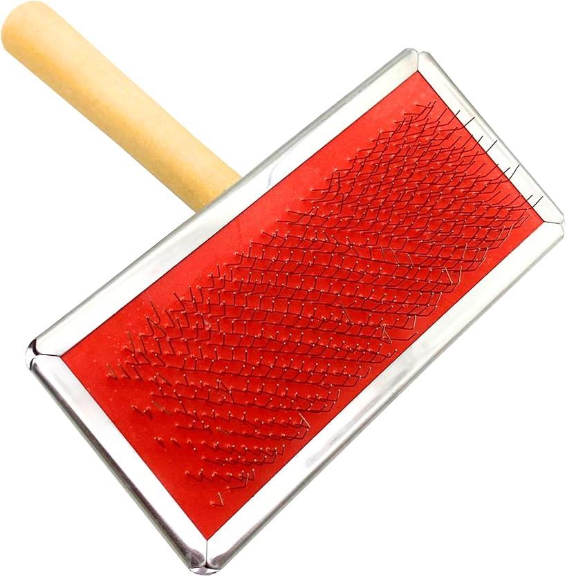 ムートンブラシ 羊毛ブラシ 絨毯 お手入れブラシ 毛並み復活 木柄 (マルチカラー)