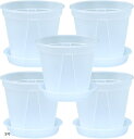 植木鉢 5個セット 透明 プラスチック スリット鉢 底皿付き 観葉植物 軽量(クリア, 5号)