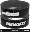 Beingfit トレーニングベルト レバーアクションベルト レザー 革 パワーベルト 筋トレ リフティングベルト パワーリフティングベルト デッドリフト スクワット 10mm ジム 筋トレグッズ(ブラック, M)(4)