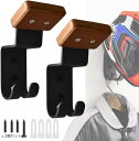 ヘルメットハンガー ヘルメットホルダー ウォールマウント 壁掛け ヘルメットラック フック付き バイク用 ウッド仕様(2個セット)