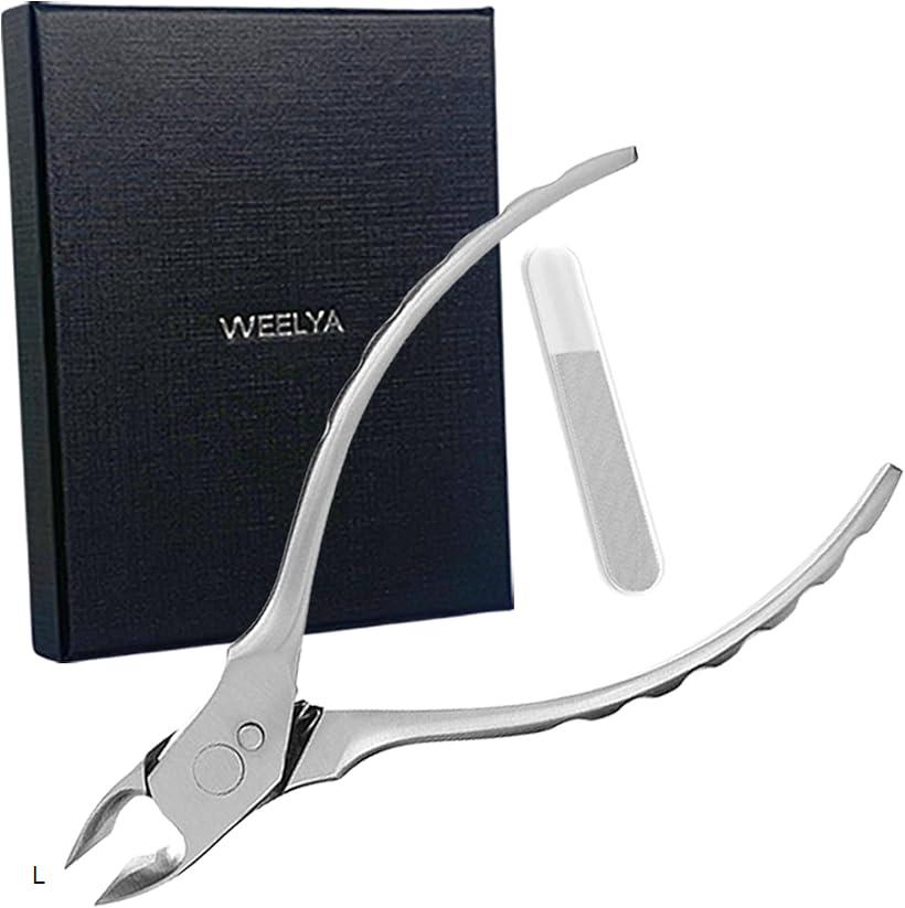 ニッパー爪切り ニッパー型 ツメキリ 斜め刃 手足両用 巻き爪/厚い爪/陥入爪対応 収納キャップ付 爪ヤスリ付き (マットシルバー, L)