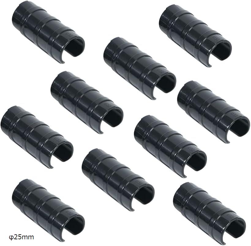 AllBright ハウスパッカー ビニールハウス 10個入 温室用パッカー 固定 留め具 フィルム ネット ガーデニング 支柱 家庭菜園 農園 (ブラック, φ25mm)