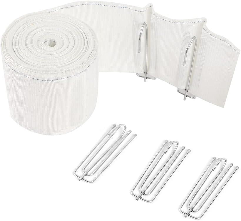 AllBright カーテンテープ カーテンフック プリーツカーテン インテリア フック付き オリジナルカーテン 6m (ホワイト)