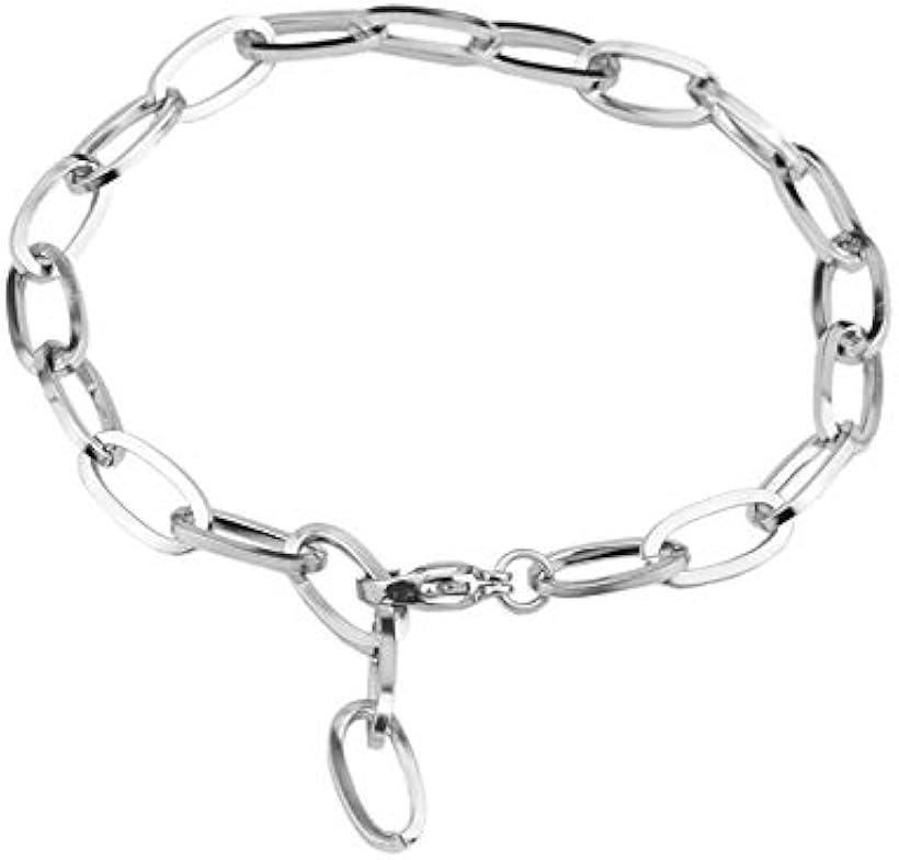 ブレスレット メンズ チェーン 小豆型 お洒落 幅6mm あずき 腕輪 ステンレス (シルバー)