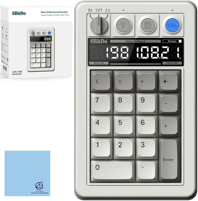 【楽天ランキング1位入賞】Android互換 レトロ 18 メカニカル テンパッド Retro テンキーパッド 電卓モード 対応 Bluetooth/2.4G/有線接続 | Windows ＆ Mモデル 日本語取扱説明書付