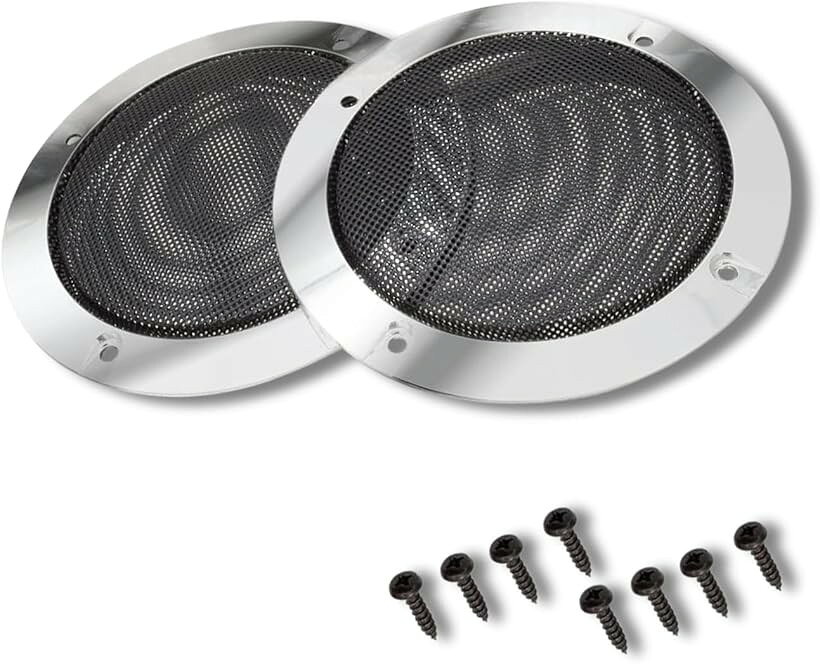 スピーカーグリル 車用 66/95/124/153/184/ 225/274mm 2個セット (メッキシルバー, 95mm)